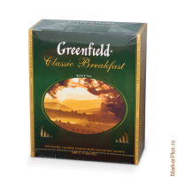 Чай GREENFIELD (Гринфилд) "Classic Breakfast", черный, 100 пакетиков в конвертах по 2 г, 0582