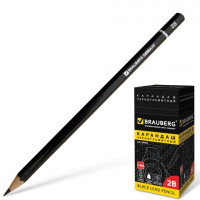 Карандаш чернографитный BRAUBERG, 1 шт., "Touch line", 2В, без резинки, корпус черный, заточенный, 180623, 10 шт/в уп Карандаш чернографитный BRAUBERG, 1 шт., "Touch line", 2В, без резинки, корпус черный, заточенный, 180623, 10 шт/в уп
